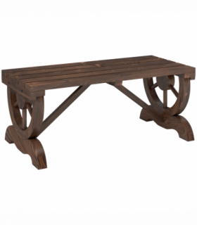 Rustic Wooden Wheel Bench 2-Person Seat - Brown Chair Loveseat Park