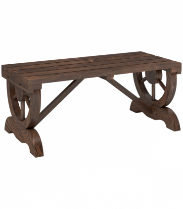 Rustic Wooden Wheel Bench 2-Person Seat - Brown Chair Loveseat Park