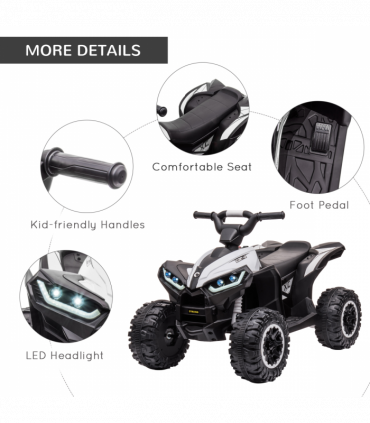 HOMCOM 12V Electric Quad Bikes for Kids Ride On Car ATV Toy for 3-5 Years