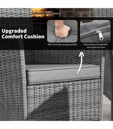 Outsunny Rattan Dining Set for 6 with Cushions, Glass Top Table