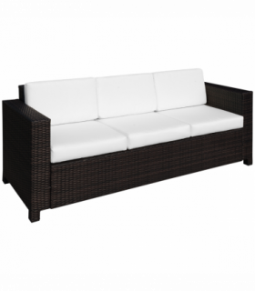 Outdoor Furniture 3 Seater Rattan Sofa Brown Wicker Weave Metal Frame Chair