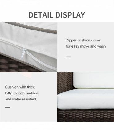 Outdoor Furniture 3 Seater Rattan Sofa Brown Wicker Weave Metal Frame Chair