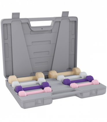 HOMCOM 10kg Dumbbell Weights Set with Carry Case, Pink, Purple, Grey, Brown