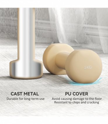 HOMCOM 10kg Dumbbell Weights Set with Carry Case, Pink, Purple, Grey, Brown