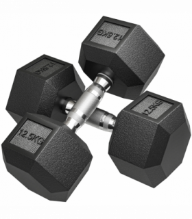 HOMCOM 25KG Rubber Hex Dumbbell Portable Hand Weights for Home Gym