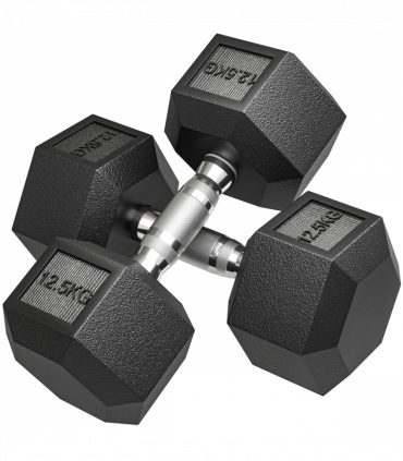 HOMCOM 25KG Rubber Hex Dumbbell Portable Hand Weights for Home Gym