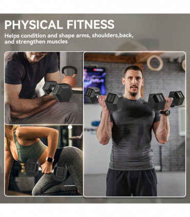 HOMCOM 25KG Rubber Hex Dumbbell Portable Hand Weights for Home Gym