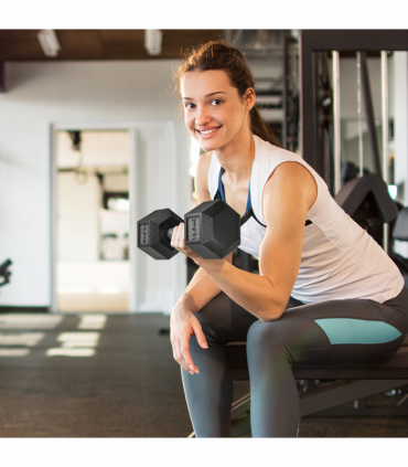 HOMCOM 25KG Rubber Hex Dumbbell Portable Hand Weights for Home Gym