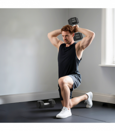 HOMCOM 25KG Rubber Hex Dumbbell Portable Hand Weights for Home Gym