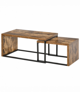 Coffee Table  of 2, Side Table, Tea Table, MDF, Dark Brown, 108W x 30D x 60H cm