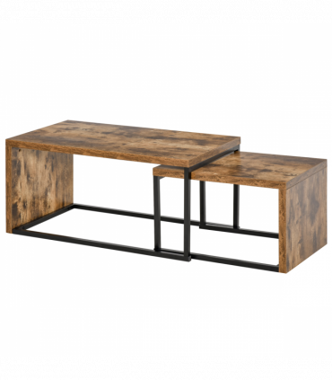 Coffee Table  of 2, Side Table, Tea Table, MDF, Dark Brown, 108W x 30D x 60H cm