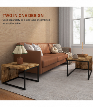 Coffee Table  of 2, Side Table, Tea Table, MDF, Dark Brown, 108W x 30D x 60H cm