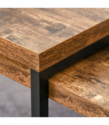 Coffee Table  of 2, Side Table, Tea Table, MDF, Dark Brown, 108W x 30D x 60H cm