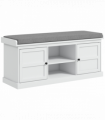 HOMCOM Shoe Storage Bench with Cushion 2 Cabinets for Entryway Hallway White