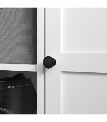 HOMCOM Shoe Storage Bench with Cushion 2 Cabinets for Entryway Hallway White