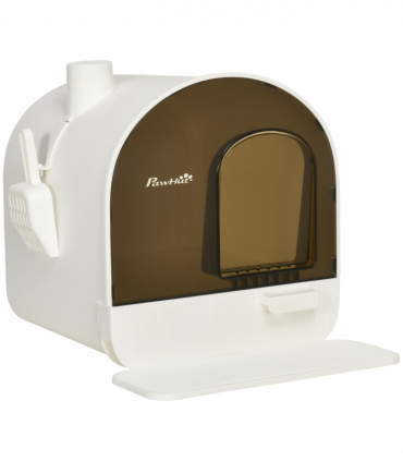 Cat Litter Tray Hooded Kitten Toilet w/ Scoop, Filter, Flap Door 43 x 44 x 47cm