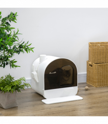 Cat Litter Tray Hooded Kitten Toilet w/ Scoop, Filter, Flap Door 43 x 44 x 47cm