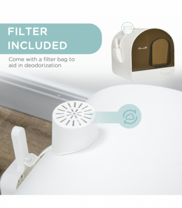 Cat Litter Tray Hooded Kitten Toilet w/ Scoop, Filter, Flap Door 43 x 44 x 47cm