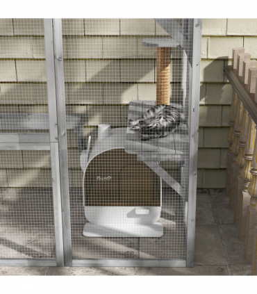 Cat Litter Tray Hooded Kitten Toilet w/ Scoop, Filter, Flap Door 43 x 44 x 47cm