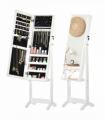 Mirrored Jewellery Cabinet Lockable Jewellery Organiser White