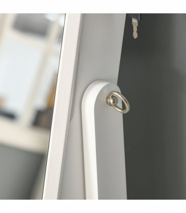 Mirrored Jewellery Cabinet Lockable Jewellery Organiser White