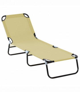 Reclining Lounge Chair with 3-Level Adjustable Backrest, Beige