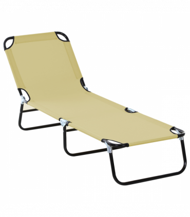Reclining Lounge Chair with 3-Level Adjustable Backrest, Beige