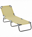 Reclining Lounge Chair with 3-Level Adjustable Backrest, Beige
