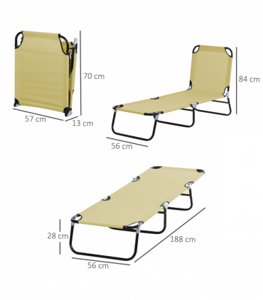 Reclining Lounge Chair with 3-Level Adjustable Backrest, Beige