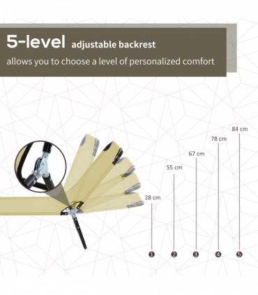 Reclining Lounge Chair with 3-Level Adjustable Backrest, Beige