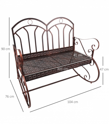 Rocking Chair Swing Bench Loveseat Metal Bronze Garden Outdoor