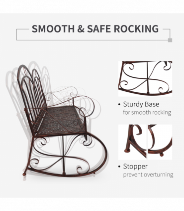 Rocking Chair Swing Bench Loveseat Metal Bronze Garden Outdoor