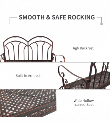 Rocking Chair Swing Bench Loveseat Metal Bronze Garden Outdoor