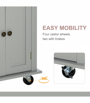 Rolling Kitchen Island Cart  Rubber Wood Top, Spices, and Towel Rack