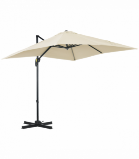 Square Cantilever Roma Parasol 360 Rotation w/ Hand Crank, Cream White
