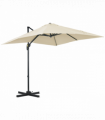 Square Cantilever Roma Parasol 360 Rotation w/ Hand Crank, Cream White