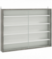 HOMCOM 5-Tier Wall Display Shelf Unit Cabinet w/ Shelves Glass Doors Grey Wood