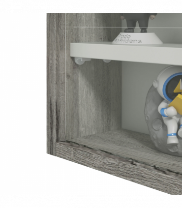 HOMCOM 5-Tier Wall Display Shelf Unit Cabinet w/ Shelves Glass Doors Grey Wood