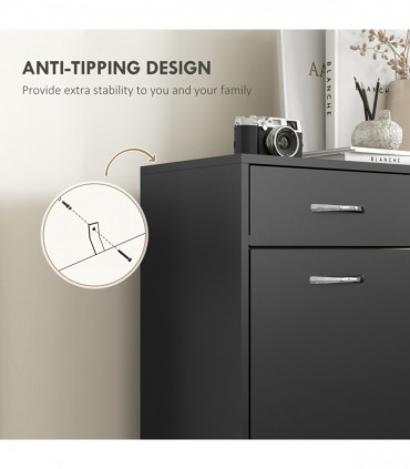 HOMCOM Slim Shoe Cabinet with 2 Flip Drawers for 12 Pairs of Shoes Black