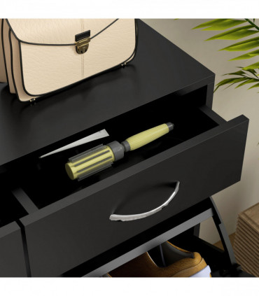 HOMCOM Slim Shoe Cabinet with 2 Flip Drawers for 12 Pairs of Shoes Black