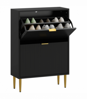 HOMCOM Slim Shoe Storage Cabinet with 2 Flip Drawers for Hallway, Black