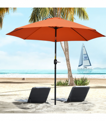 Outsunny 2.6M Patio Umbrella Outdoor Sunshade Canopy w/ Tilt and Crank Orange