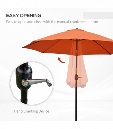 Outsunny 2.6M Patio Umbrella Outdoor Sunshade Canopy w/ Tilt and Crank Orange