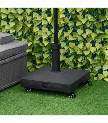 Outsunny 20kg Heavy Duty Garden Parasol Base with Wheels for Patio Deck Black