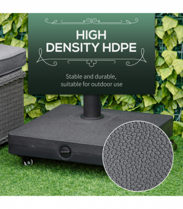 Outsunny 20kg Heavy Duty Garden Parasol Base with Wheels for Patio Deck Black