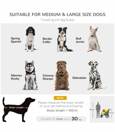 PawHut Pet Stroller Foldable Design with Cushion for M and L Dogs, Yellow