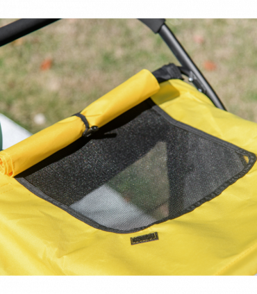PawHut Pet Stroller Foldable Design with Cushion for M and L Dogs, Yellow