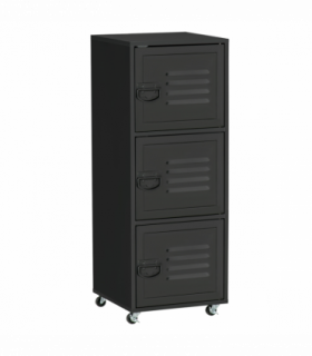 Rolling Storage Cabinet 3-Tier Mobile File Cabinet with Wheels Black
