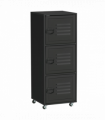 Rolling Storage Cabinet 3-Tier Mobile File Cabinet with Wheels Black