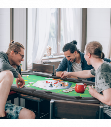 SPORTNOW Foldable Poker Mat, 10-Player Table Top with Cup Holders, Carry Bag